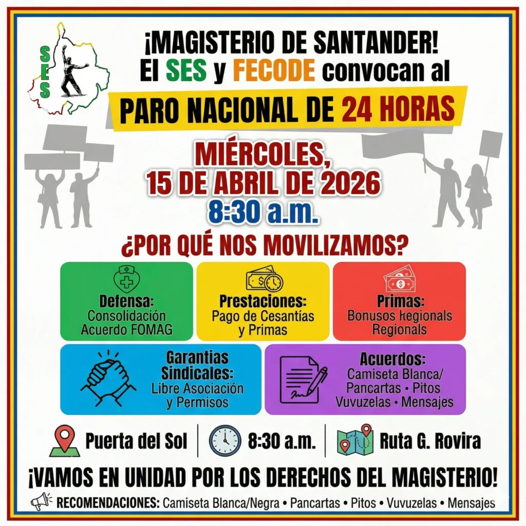 Convocatoria: Paro Nacional de 24 Horas – 15 de Abril de 2026