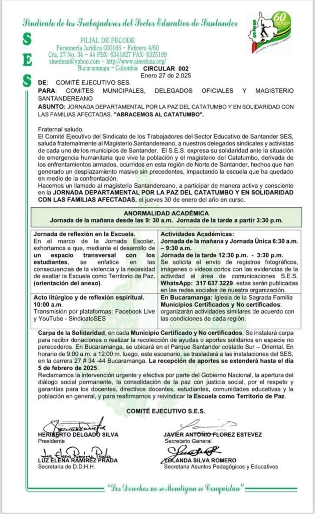 Jornada departamental por la paz del Catatumbo