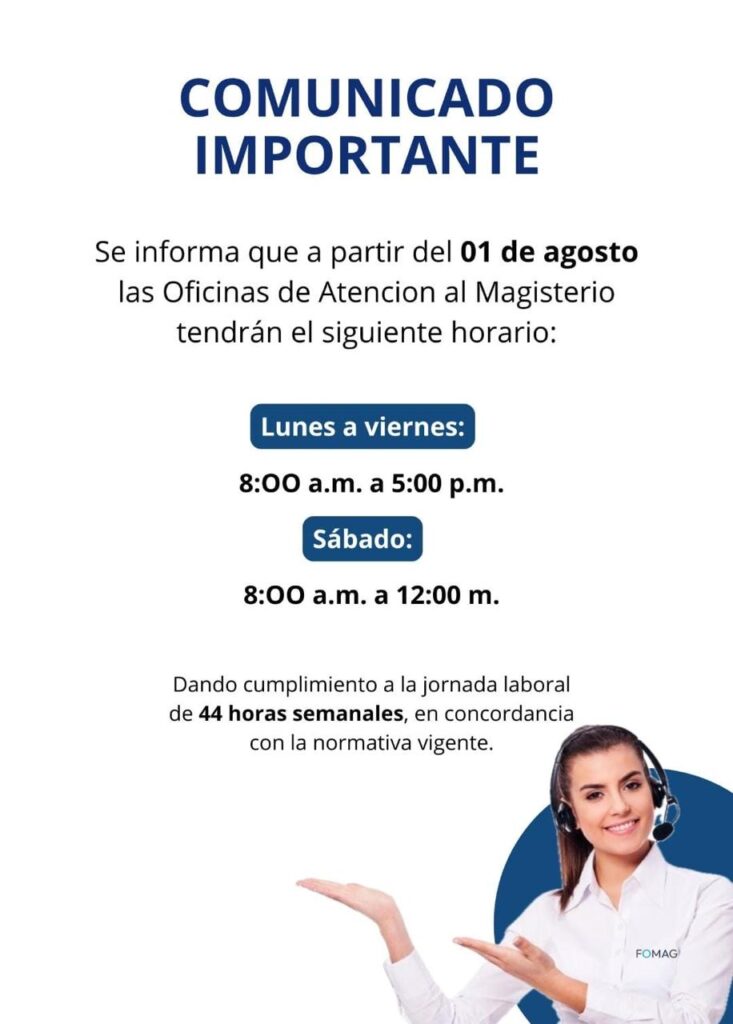 Nuevo Horario Oficinas de Atencion al Magisterio