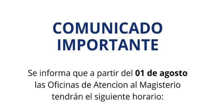 Nuevo Horario oficinas de atencion al magisterio