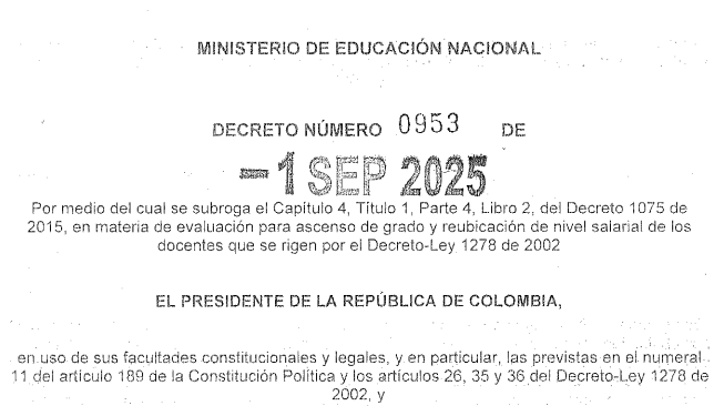 Decreto 0953 de 1 septiembre 2025