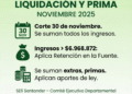 Consideraciones sobre la liquidación del Salario del mes de noviembre de 2025 y de la Prima de Vacaciones
