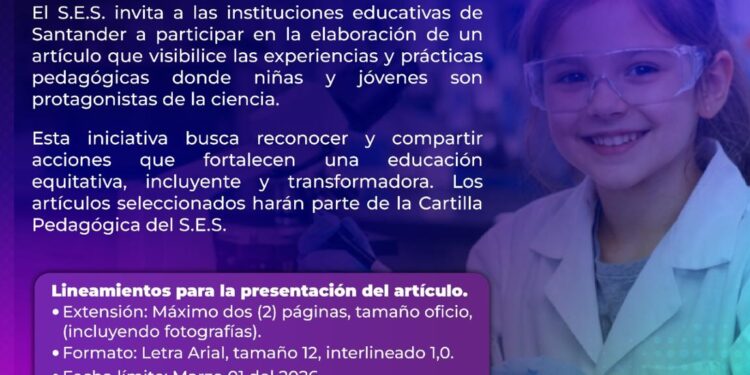 Afiche oficial del S.E.S. para la convocatoria del Día Internacional de la Mujer y la Niña en la Ciencia 2026