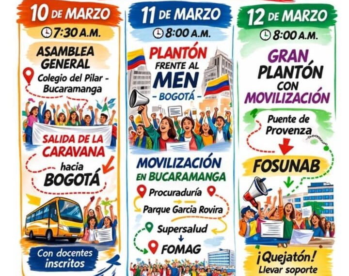 ¡Atención Magisterio! Inicia el Paro Departamental de 72 horas este 10 de marzo. Movilización total por la defensa de nuestra salud y vida.