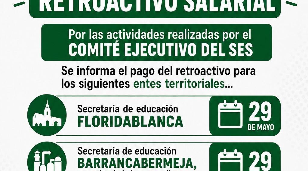 Estado del pago del retroactivo salarial 2026 en Santander, Bucaramanga, Floridablanca y Barrancabermeja. Conozca el cronograma de radicación ante el MEN.