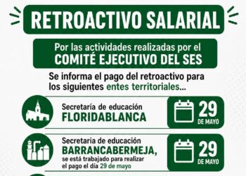Estado del pago del retroactivo salarial 2026 en Santander, Bucaramanga, Floridablanca y Barrancabermeja. Conozca el cronograma de radicación ante el MEN.