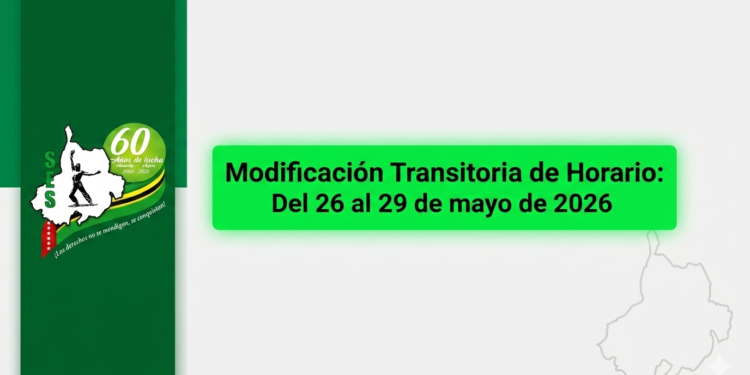 Banner informativo de la Circular 014 del SES, que anuncia la modificación transitoria de horarios de atención presencial en la oficina de Fiduprevisora - Fomag Bucaramanga del 26 al 29 de mayo de 2026.