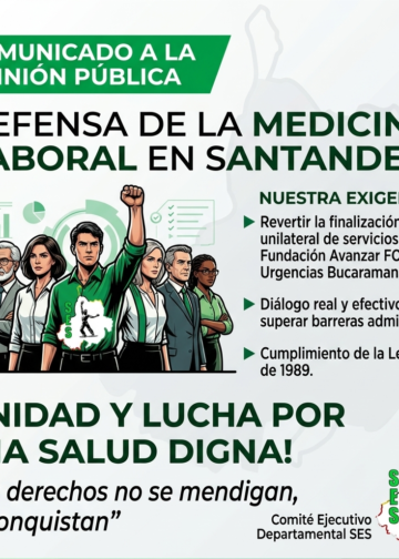 Logo SES 60 años de lucha (1960-2020) con el mapa de Santander y figura de trabajador.