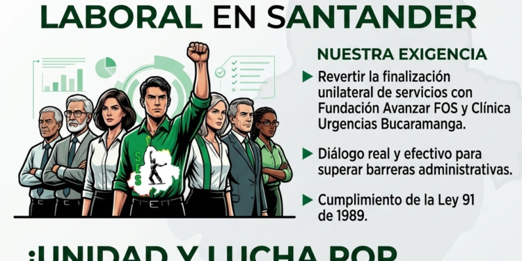 Logo SES 60 años de lucha (1960-2020) con el mapa de Santander y figura de trabajador.