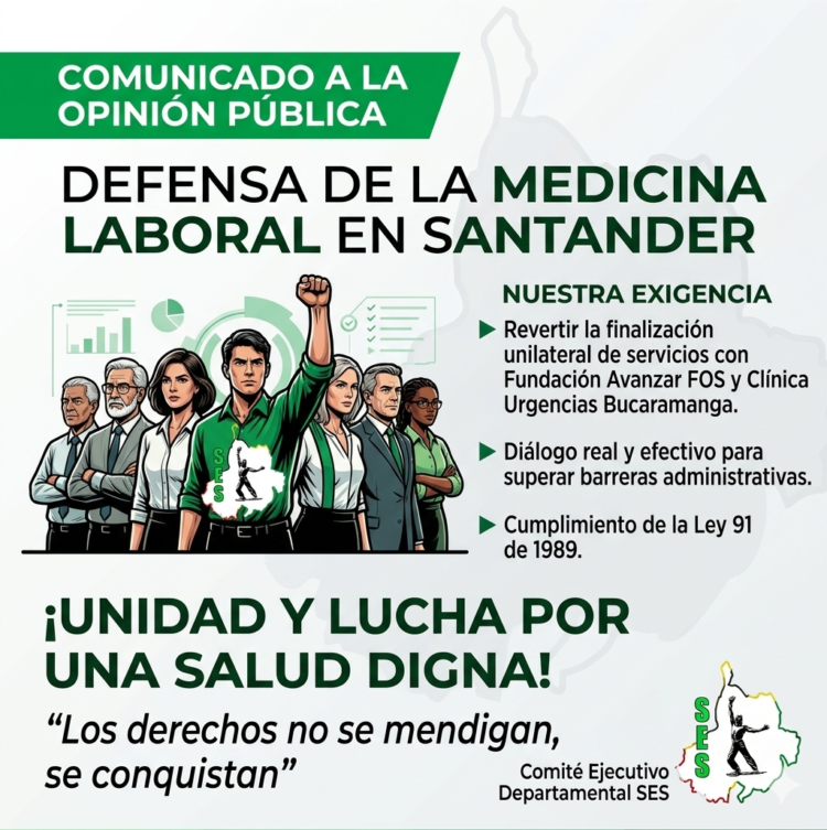 Logo SES 60 años de lucha (1960-2020) con el mapa de Santander y figura de trabajador.