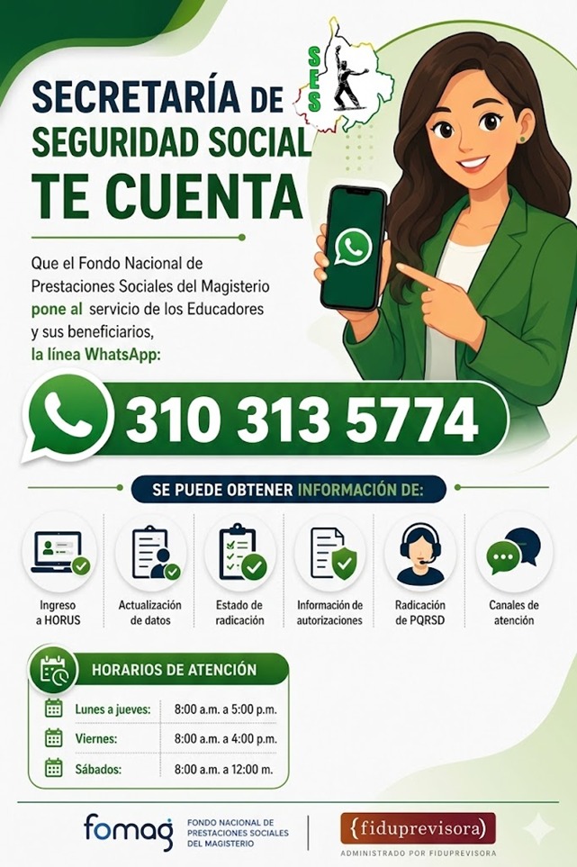 La Secretaría de Seguridad Social te cuenta sobre el WhatsApp de FOMAG